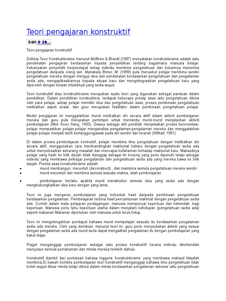 Teori Pengajaran Konstruktif Pdf
