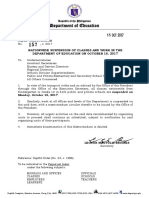 Department of Education: Nationwide Suspension of Classes and Work in The Department of Education On October 16, 2017