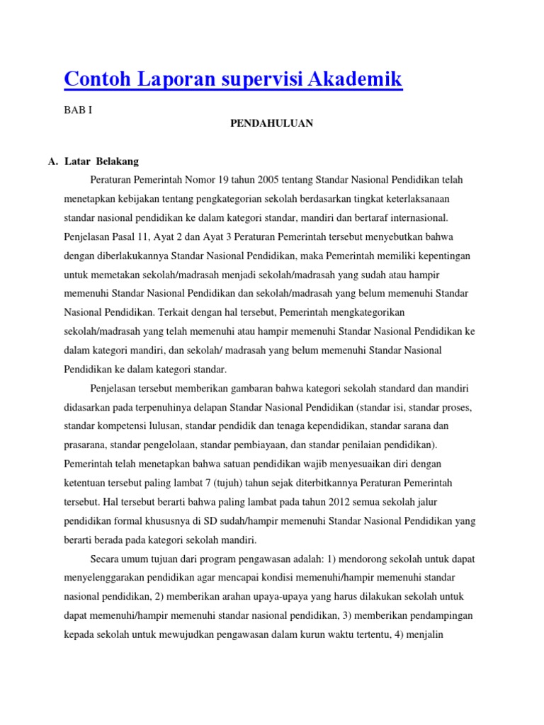Contoh Laporan Supervisi Akademik