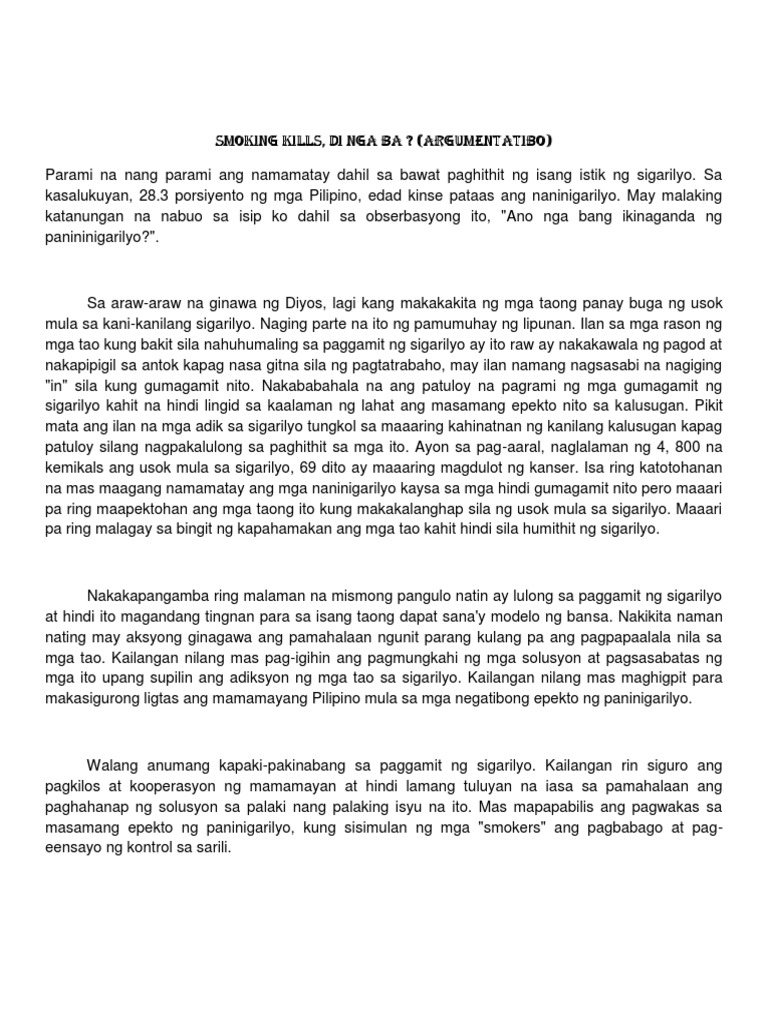 Mga Tekstong Argumentatibo