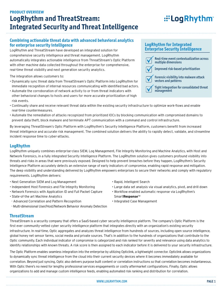 LogRhythm ThreatStream Threat Intelligence Brief | PDF | Threat ...