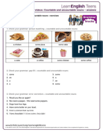 Grammar Videos: Countable and Uncountable Nouns - Answers