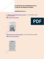 Periódicos y Revistas de Extremadura en La Biblioteca Virtual de Prensa Histórica