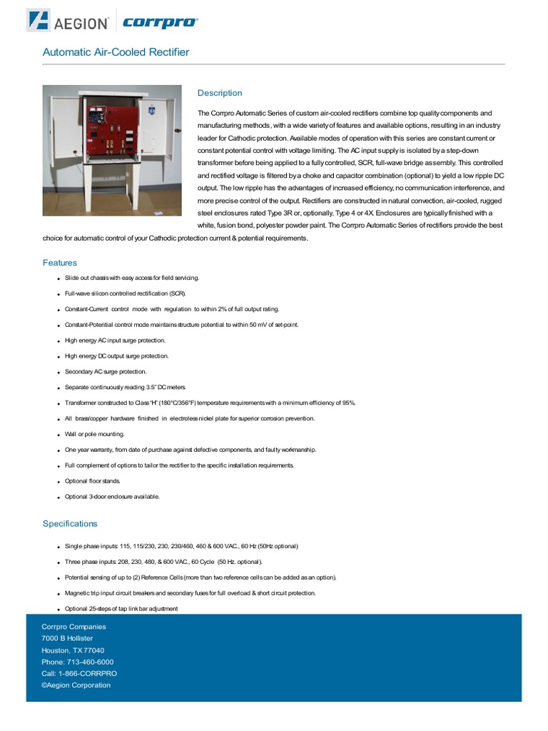 Automatic Air Cooled Rectifier | PDF | Rectifier | Electric Power