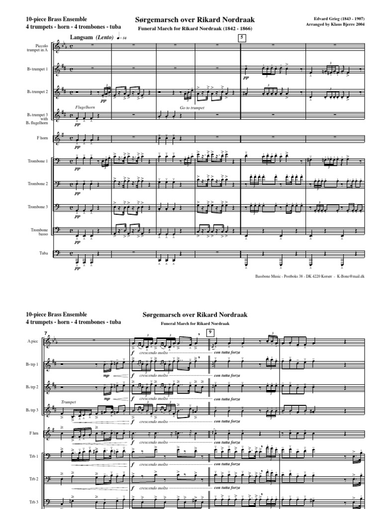 Grieg S Funeral March 10 Piece PDF
