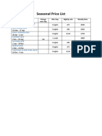 Seasonal Price List Jan 18