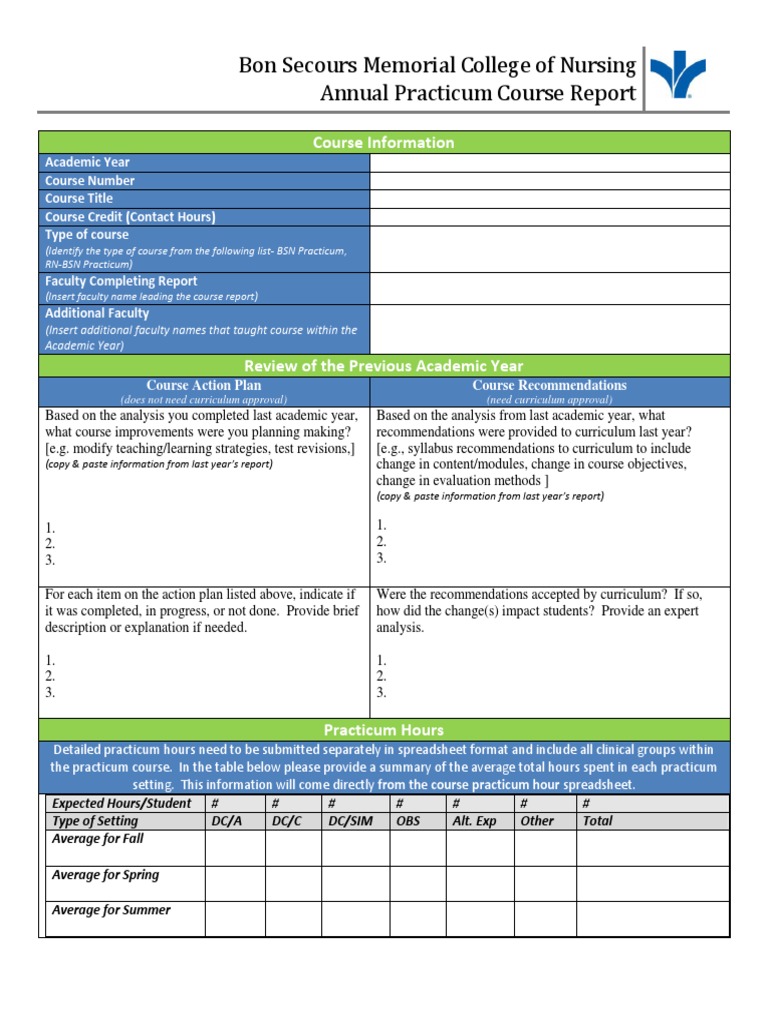 Annual Nursing Practicum Course Report | PDF | Course Evaluation ...