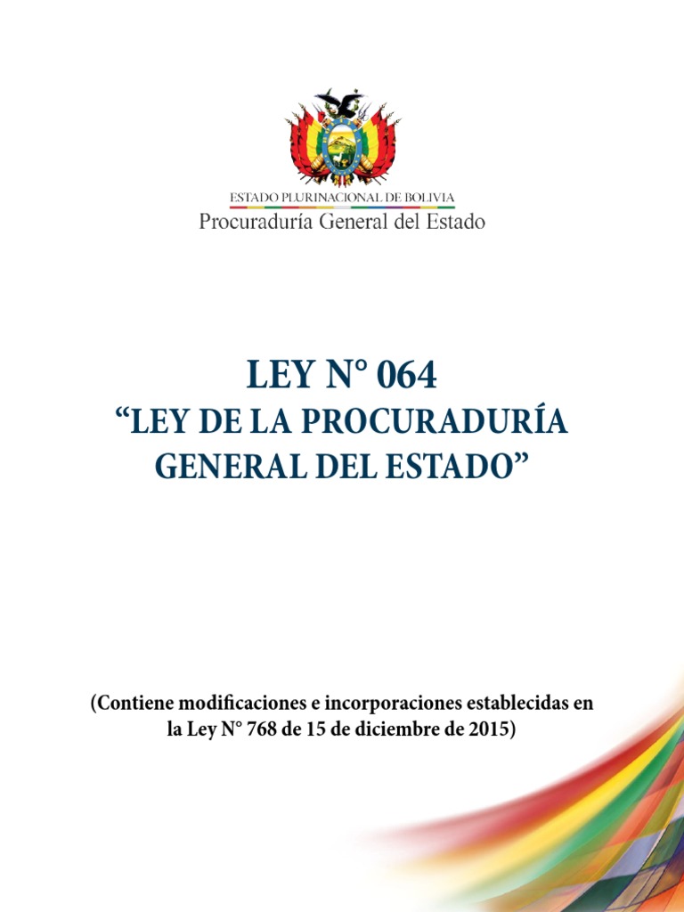 Ley 064 PDF Estado (política) Ley procesal