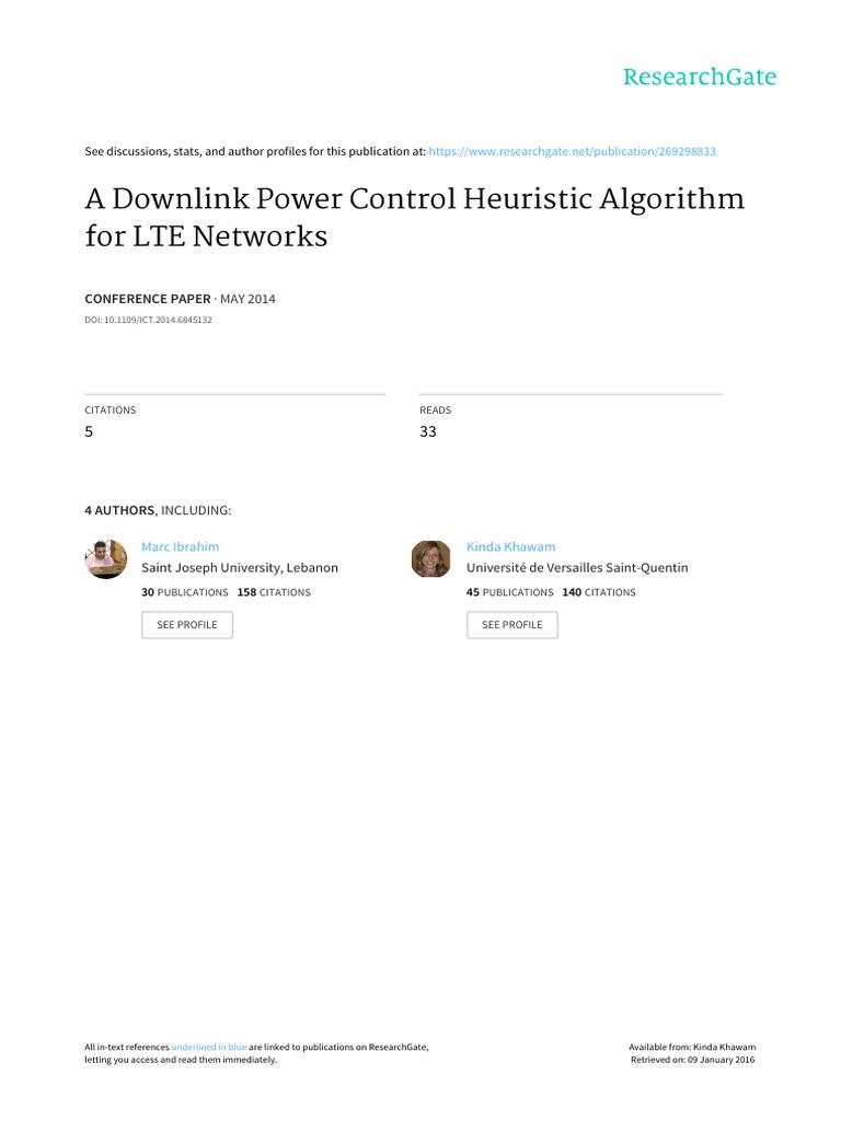 Power Control Lte PDF Cellular Network 4 G