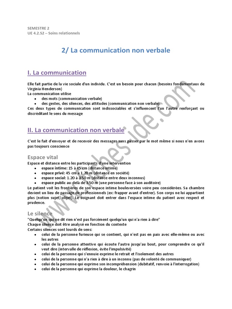 Communication Non Verbale en Soins | PDF | Sourire | la communication