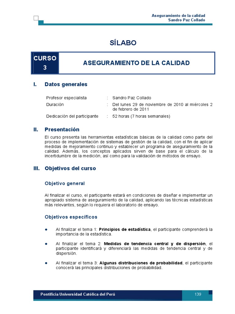 Curso de Aseguramiento de la Calidad | PDF | Estadísticas | Análisis de ...