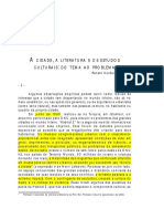 A Cidade, A Literatura e Os Estudos Culturais - Do Tema Ao Problema (Gomes)