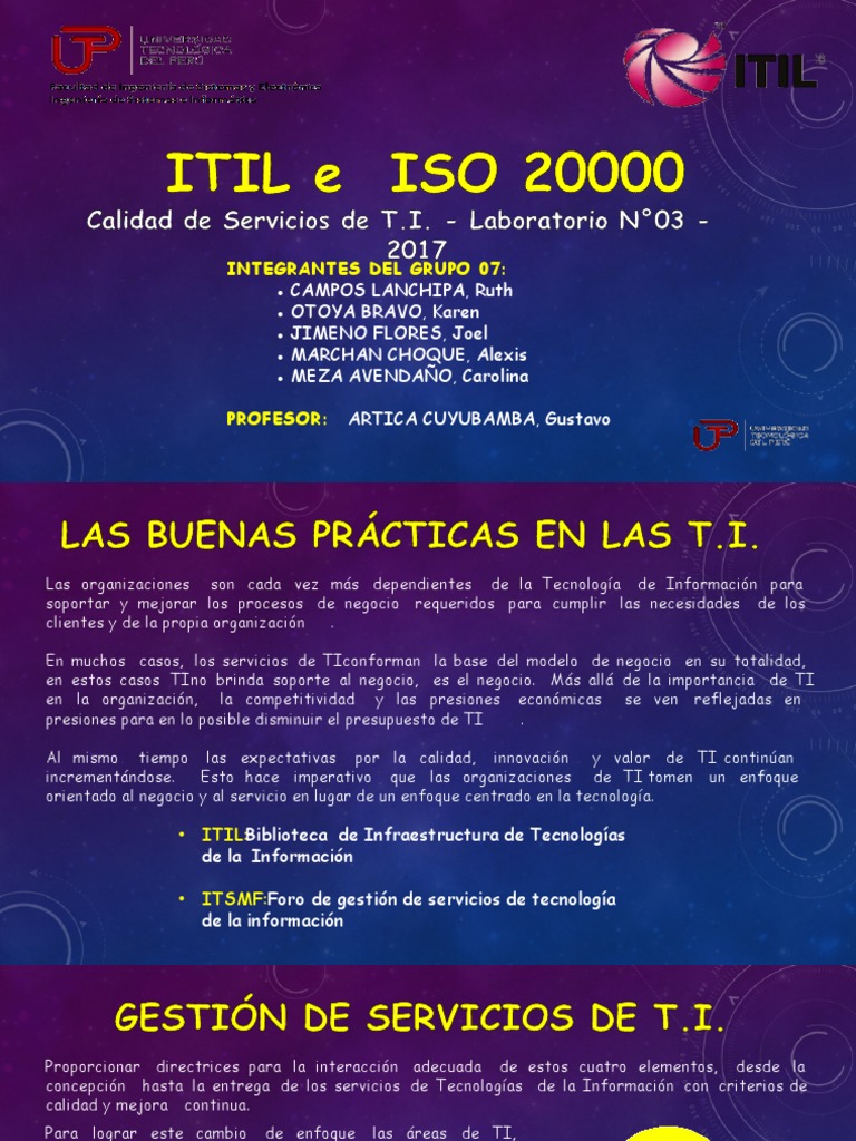 Mejores Prácticas en TI: ITIL e ISO 20000 | PDF | Itil | Gestión de la ...