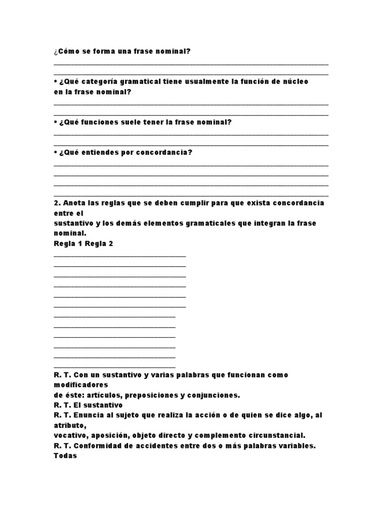 C mo Se Forma Una Frase Nominal Numero Gramatical Asunto gram tica 
