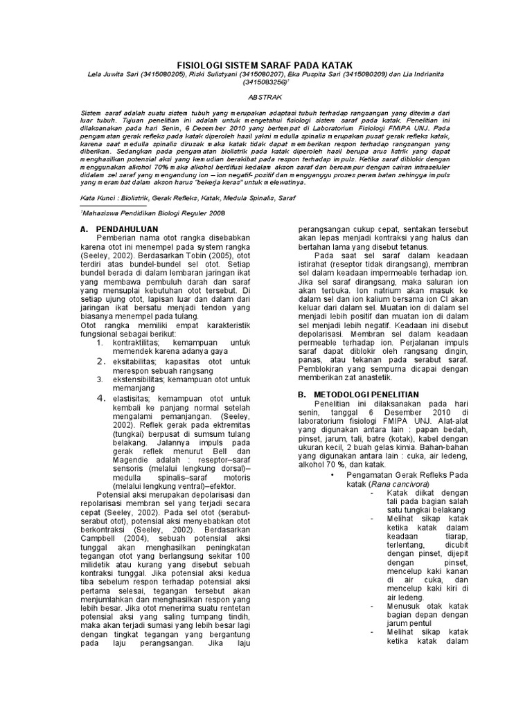 Contoh Jurnal-Sistem-Saraf-Katak PDF | PDF