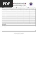 Star Observation Sheet: Recommendations: Agreements