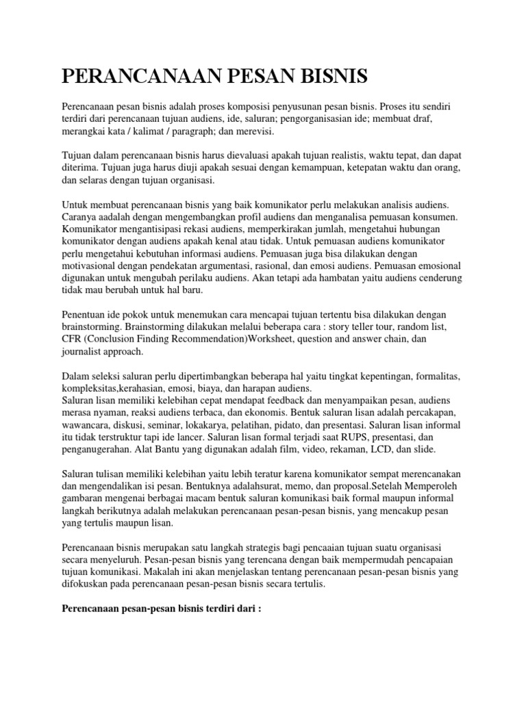 Perancanaan Pesan Bisnis