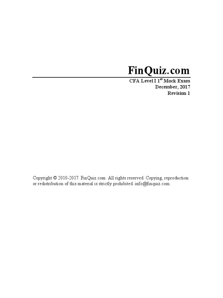 Mock Exam For CFA Level 1 | PDF | Present Value | Fixed Exchange Rate ...