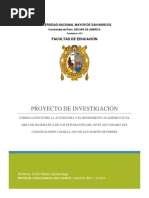 CORRELACIÓN ENTRE LA AUTOESTIMA Y EL RENDIMIENTO ACADEMICO DEL AREA DE MATEMATICA