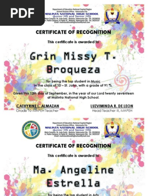 Certificate of Recognition