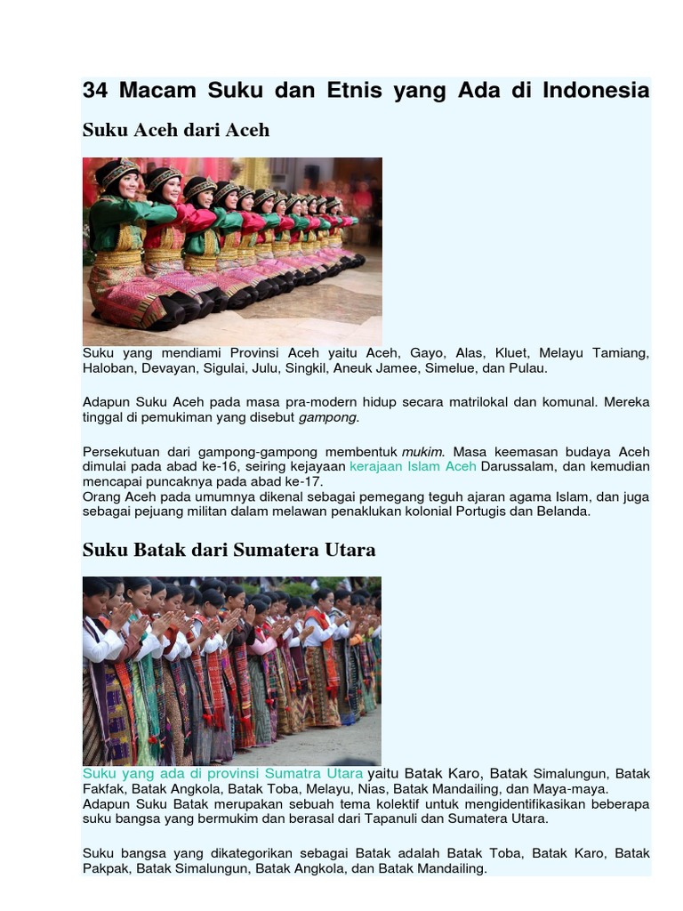 34 Macam Suku Dan Etnis Yang Ada Di Indonesia Pkn