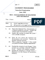 Management Programme: Term-End Examination 1-June, 2015 Ms-5: Management of Machines and Materials