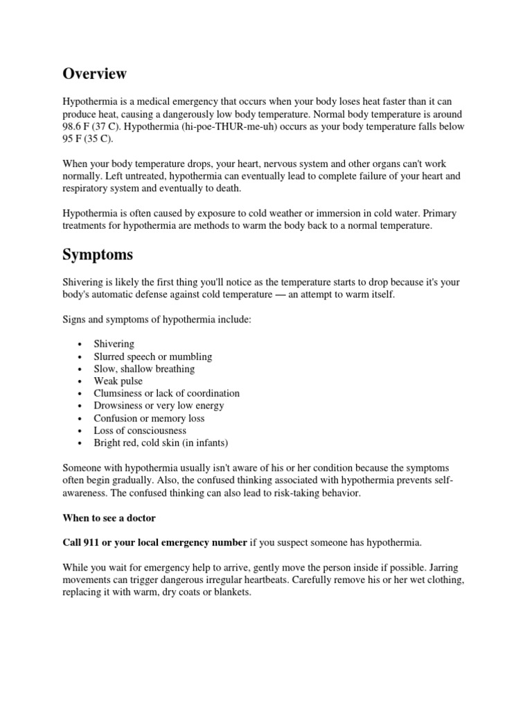 Hypothermia Pdf Hypothermia Medical Specialties