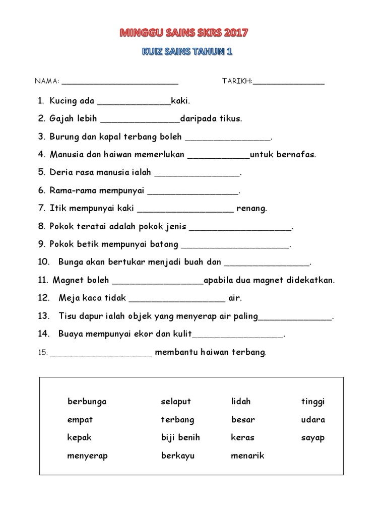 Kuiz Tahun 1 Pdf