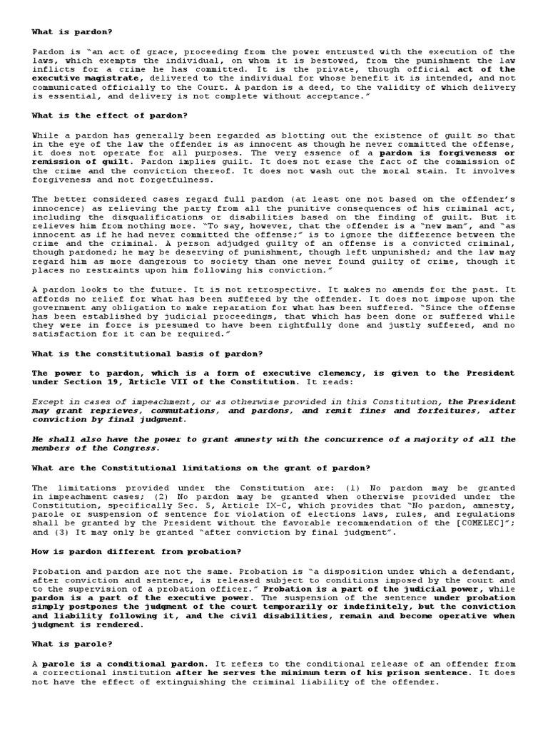Pardon V Probation Pdf Pardon Probation