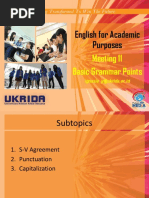 English For Academic Purposes: Meeting 11 Basic Grammar Points