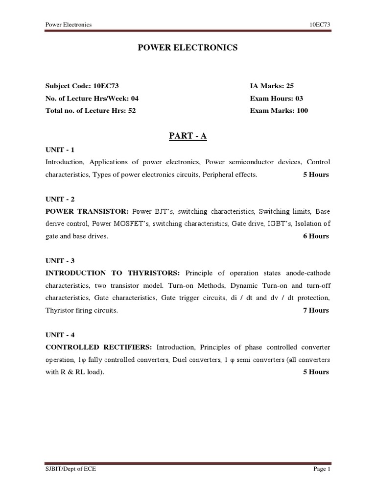 Ece-Vii-Power Electronics (10ec73) - Notes PDF | PDF | Power ...