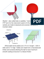 Equipments in Table Tennis