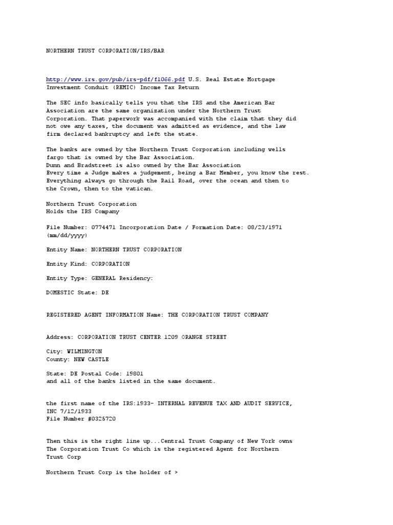 The Complex  of Ownership and Control Revealing the Northern Trust