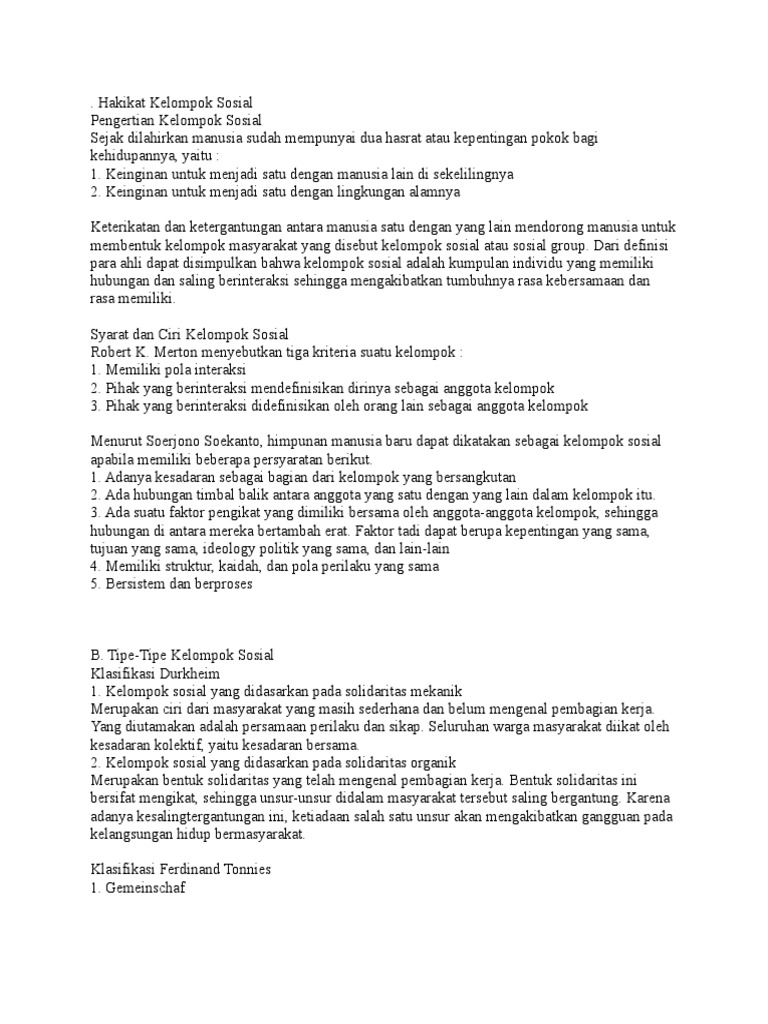 Hakikat Kelompok Sosial