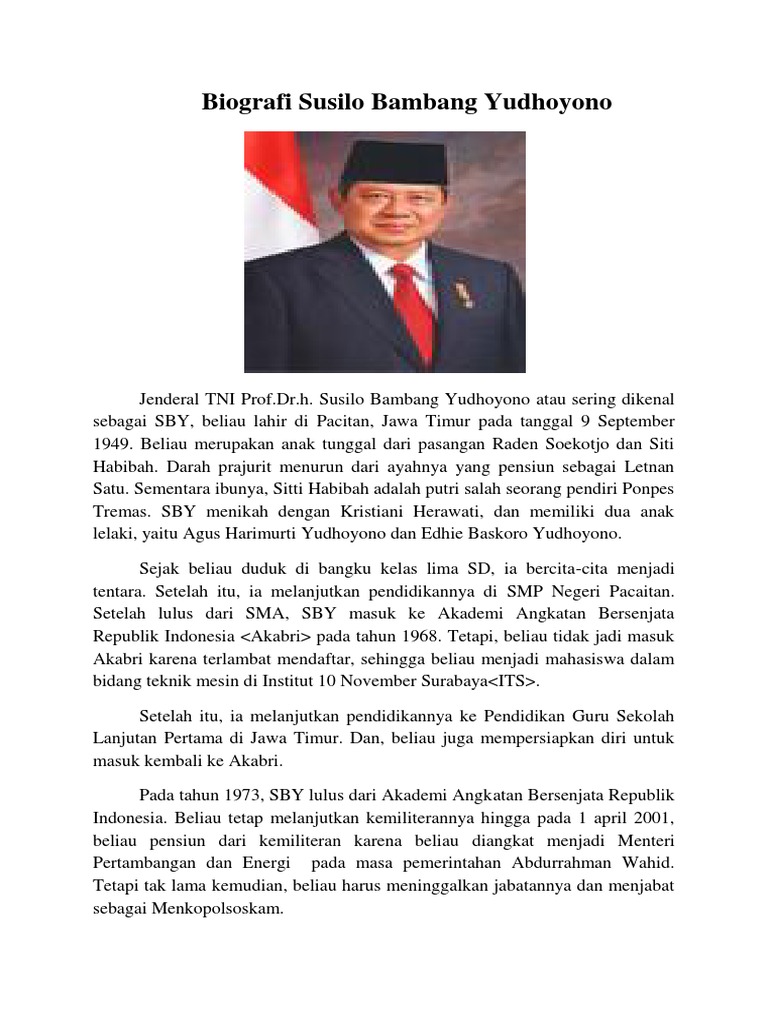 Biografi Susilo Bambang Yudhoyono