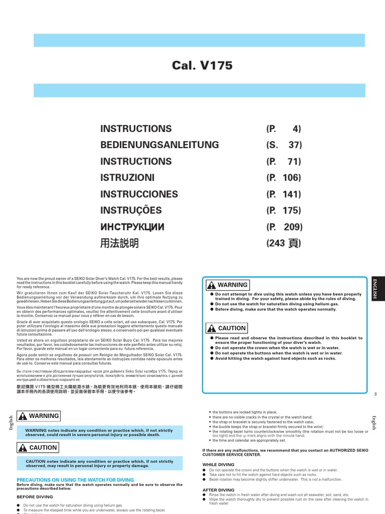 Blind tillid undertøj Downtown Seiko Solar - Manual PDF | PDF