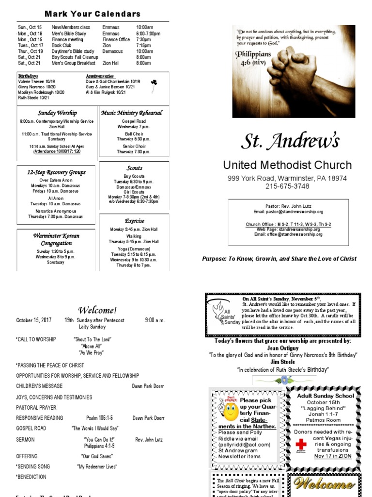 St Andrews Bulletin 1015 Christian Worship And Liturgy Religious