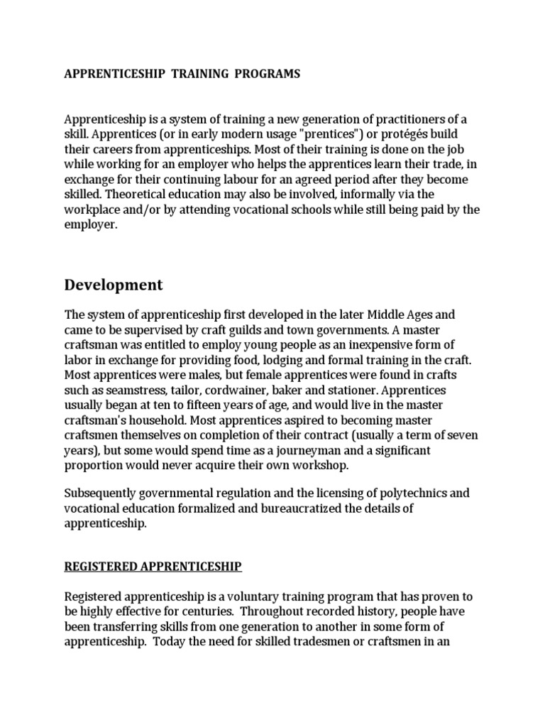 Apprenticeship Training Programs | PDF | Apprenticeship | Employment