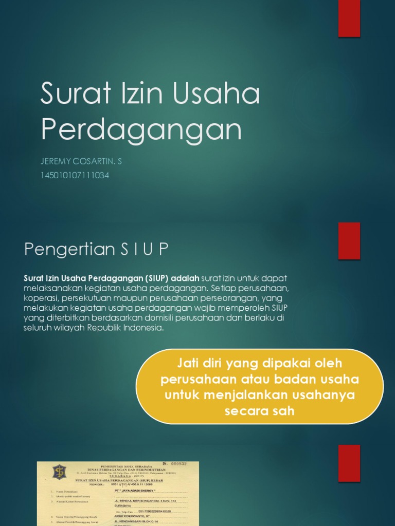 Surat Izin Usaha Perdagangan (SIUP) | PDF | Pengelolaan Keuangan & Uang