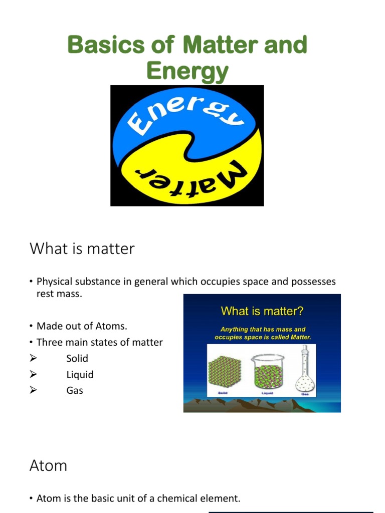 Energy and Matter Basics | PDF