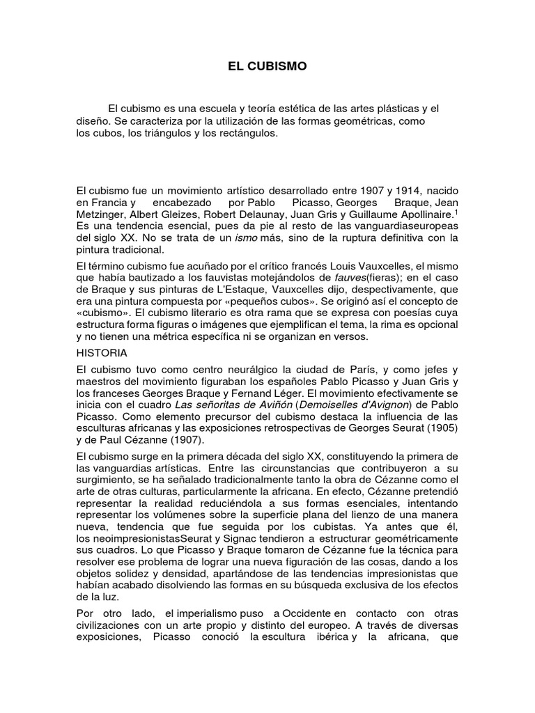 Historia y características del cubismo | PDF | Cubismo | Estilo
