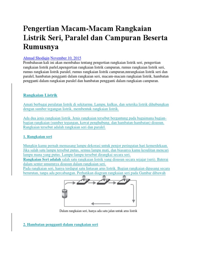 Pengertian Rangkaian Listrik