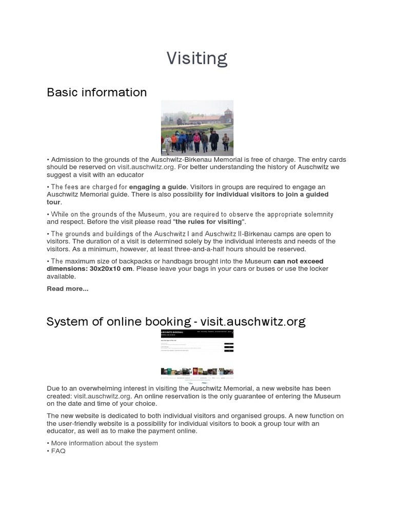 Visiting Auschwit Pdf Auschwitz Concentration Camp Museum