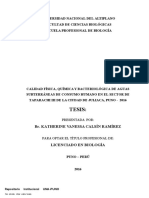 Calidad físico-química y bacteriológica de aguas subterráneas