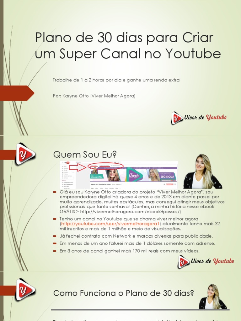 Plano de 30 Dias para YouTube Profissional | PDF | YouTube | Facebook