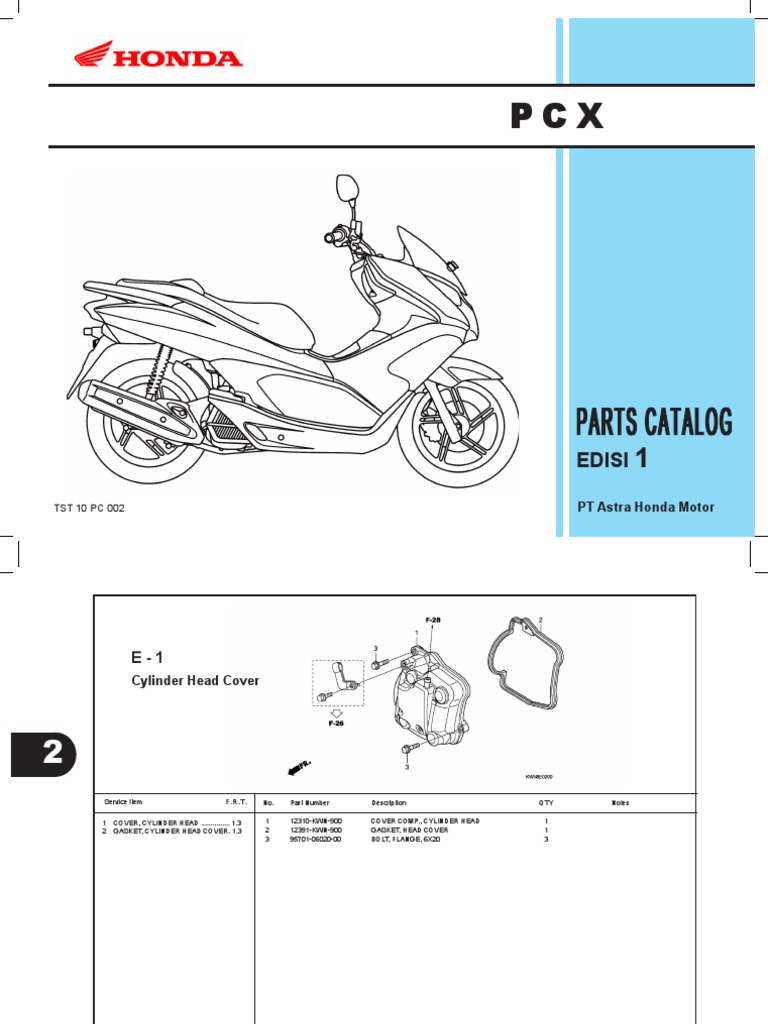 Honda PCX 125 Service Parts Manual | PDF | Throttle | Piston