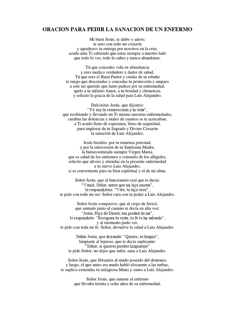Oración por la sanación de enfermos | PDF | Jesús | Oración