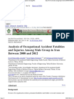 Analysis of Occupational Accident Fatalities and Injuries Among Male Group in Iran Between 2008 and 2012