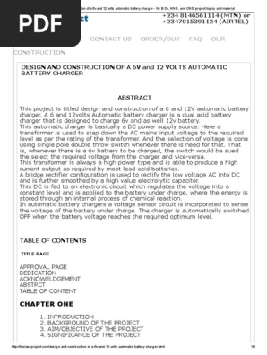Design And Construction Of A 6v And 12 Volts Automatic