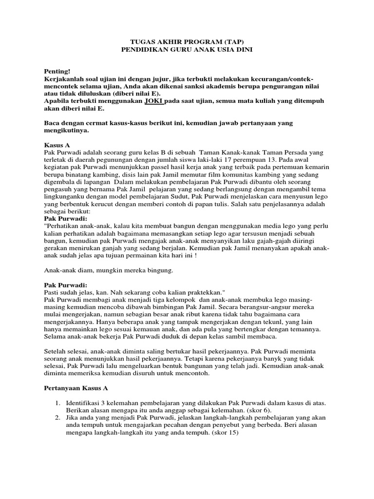 Tugas Akhir Program Paud